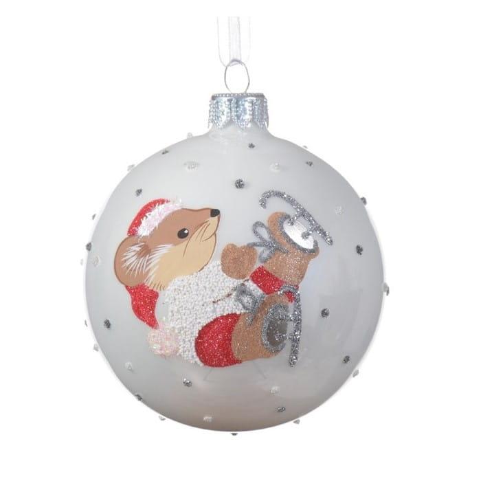 Bombka szklana myszka na łyżwach 8cm
