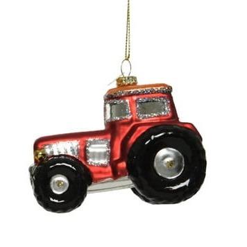 Szklana, czerwona bombka TRAKTOR